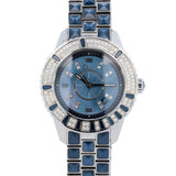 Authentic Dior Blue Sapphire Crystal Watch – 33MM Stainless Steel with 233 Diamonds