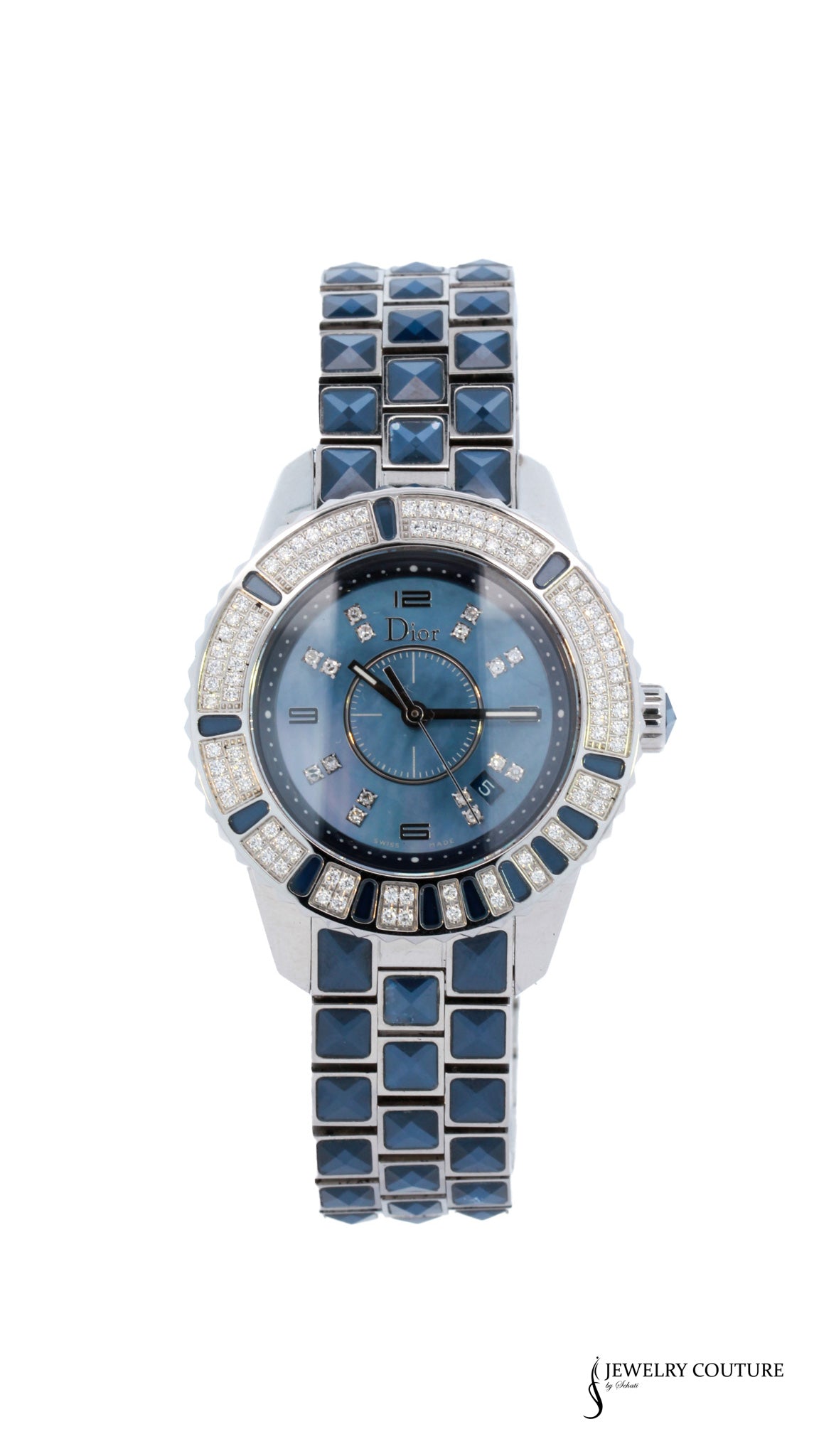 Authentic Dior Blue Sapphire Crystal Watch – 33MM Stainless Steel