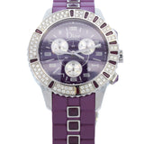 Dior - 38mm Purple Ruby and Purple Crystal Dial Chronograph Watch Authentic