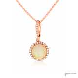 Gold Opal & Diamond Halo Necklace 14K Rose | with Diamonds