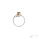 Meadowsweet - 18KT White Gold Yellow and Orange Princess Diamond Stackable Halo Ring
