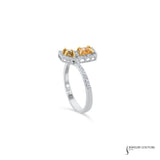 Meadowsweet - 18KT White Gold Yellow and Orange Princess Diamond Stackable Halo Ring