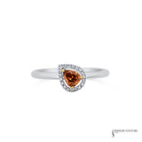 Lucerene - 14KT White Gold Auburn Pear Diamond Stackable Halo Ring