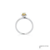 Kalmia - 14KT White Gold Round Yellow Diamond Stackable Oval Halo Ring