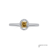 Hortensia - 14KT White Gold Cognac Oval Diamond Stackable Halo Ring