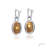 14K White Gold Opal & Diamond Drop Earrings Opal with Diamonds – Elegant Dangle Earrings