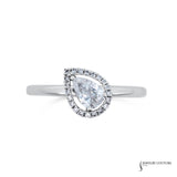 Dittany - 14KT White Gold Pear Diamond Stackable Halo Ring