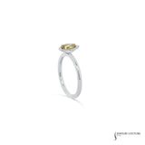 Coriander - 14KT White Gold Yellow Pear Diamond Stackable Halo Ring