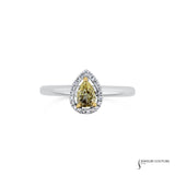 Coriander - 14KT White Gold Yellow Pear Diamond Stackable Halo Ring