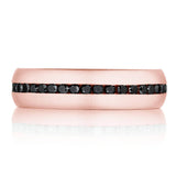 Channel Set Black Diamond in Satin Finish Wedding Band