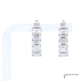 14K White Gold Hoop Earrings with 3.16 CTW Emerald Cut Diamonds – Classic & Elegant Tatsoi