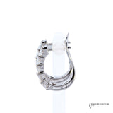 14K White Gold Hoop Earrings with 3.16 CTW Emerald Cut Diamonds – Classic & Elegant Tatsoi