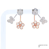 Hibiscus- 14KT Rose and White Gold Diamond Earrings