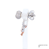 Hibiscus- 14KT Rose and White Gold Diamond Earrings