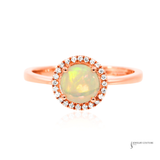 Opal & Diamond Halo Ring 14K Rose Gold – Cabochon Opal DecoAge Collection