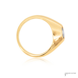 14K Yellow Gold Lab Grown Diamond Ring Bezel Set Solitaire Ring Signet Unisex