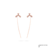 14KT Rose Gold Diamond Threader Earrings – Elegant Floral Drop Design
