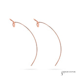 14KT Rose Gold Diamond Threader Earrings – Elegant Floral Drop Design