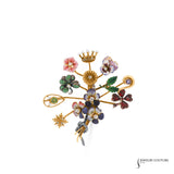 Bouquet - 14KT 10KT 925 Yellow Gold Mix Metal Brooch