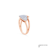 18KT Rose Gold Pave Diamond Shield Ring – Elegant Statement Piece