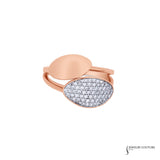 18KT Rose Gold Pave Diamond Shield Ring – Elegant Statement Piece