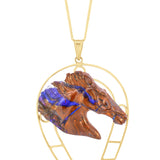 Horse - 14KT Yellow Gold Boulder Opal Horse Pendant
