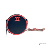 Chanel color pop Round Clutch with Chain Quilted Lambskin Blue Pink