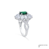 Laevis - 14KT White Gold Tsavorite Halo Diamond Ring
