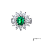Laevis - 14KT White Gold Tsavorite Halo Diamond Ring