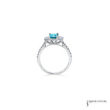 Plumbago - 14KT White Gold 3 Stone Princess Blue Diamond Engagement Ring