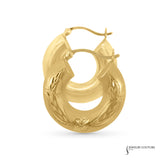 Craspedia - 14KT Yellow Gold Hand Carved Hoop Earrings Vintage-Inspired