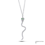 Viper - 14KT White Gold Diamond and Tsavorite Snake Necklace