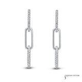 Paper Clip - 14KT White Gold Diamond Dangle Earrings