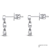14KT White Gold Diamond Drop Earrings – Elegant Bezel-Set Dangling Studs