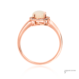 Opal & Diamond Halo Ring 14K Rose Gold – Cabochon Opal DecoAge Collection