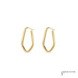 14K Yellow Gold Geometric Hoop Earrings - Calibrachoa