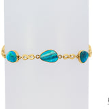 Passionflower - Opal Bracelet 14KT Yellow Gold Vintage Blue and multi-colored Opal Estate teardrop