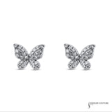 14KT White Gold Diamond Butterfly Stud Earrings – Elegant & Timeless Sparkle