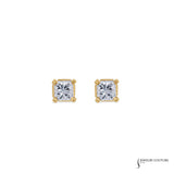14KT Yellow Gold Lab-Grown Princess Cut Diamond Stud Earrings – 0.93CT TWD