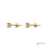 14KT Yellow Gold Lab-Grown Princess Cut Diamond Stud Earrings – 0.93CT TWD