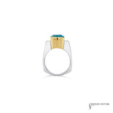 Sundew - 14KT Yellow Gold and White Gold Blue Zircon with Diamond Ring