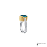 Sundew - 14KT Yellow Gold and White Gold Blue Zircon with Diamond Ring