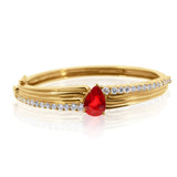 14KT Yellow Gold Natural Pear Ruby and Diamond Bracelet | Fine Jewelry
