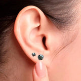 Black Diamond Stud Earrings in 14K White Gold – Classic Four-Prong Setting