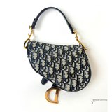 CHRISTIAN DIOR Mini Blue Oblique Canvas Dior Saddle Bag Pre-Owned