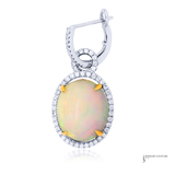 14K White Gold Opal & Diamond Drop Earrings Opal with Diamonds – Elegant Dangle Earrings