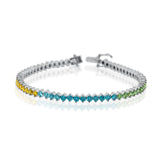 18KT White Gold Multi-Color Diamond Tennis Bracelet