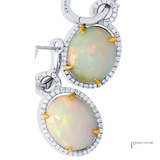 14K White Gold Opal & Diamond Drop Earrings Opal with Diamonds – Elegant Dangle Earrings