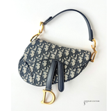 CHRISTIAN DIOR Mini Blue Oblique Canvas Dior Saddle Bag Pre-Owned
