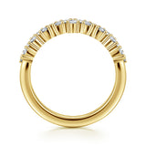 14K Yellow Gold Prong Marquise and Round Diamond Anniversary Band - 0.6 ct